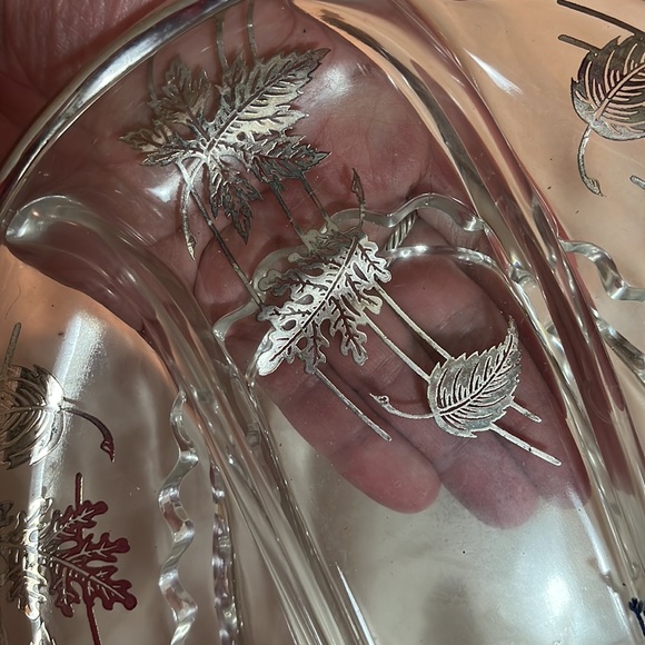 Vintage MCM SILVER CITY GLASS CO Sterling on Crystal Serving Tray Floral Design - Picture 10 of 17